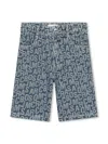 Marc Jacobs Monogram-jacquard Denim Shorts In Blue