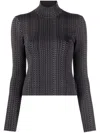 Marc Jacobs Monogram Knit Mockneck Sweater With Fitted Silhouette In Black