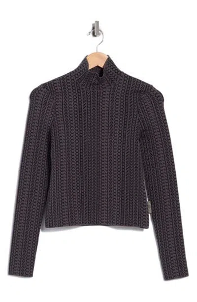 Marc Jacobs Monogram Knit Mockneck Top In Black/charcoal