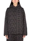 Marc Jacobs Printed Drawstring Hoodie With Kangaroo Pocket In Brown
