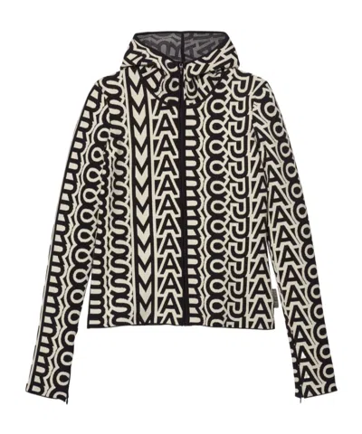 Marc Jacobs Monogram-pattern Zip-up Hoodie In Black
