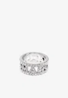 Marc Jacobs Monogram Paved Ring In Silver