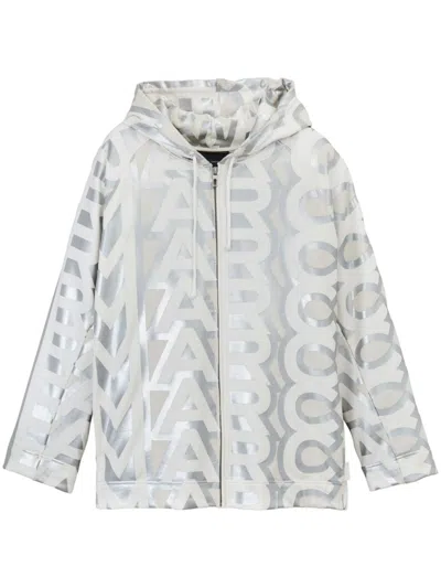 Marc Jacobs The Monogram Zip Hoodie In Silver