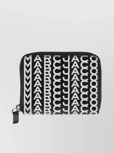 Marc Jacobs Monogrammed Leather Zip Wallet In Black