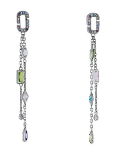 Pre-owned Marc Jacobs Mother Of Pearl & Crystal Drop Earrings In Blue/green/pink
