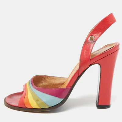 Pre-owned Marc Jacobs Multicolor Leather Open Toe Slingback Sandals Size 37
