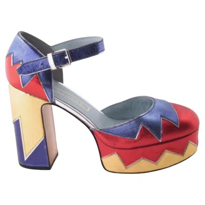 Pre-owned Marc Jacobs Multicolor Leather Platform Pumps In Brown
