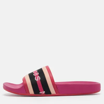 Pre-owned Marc Jacobs Multicolor Rubber Flat Slides Size 39 In Pink