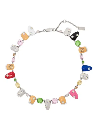 Marc Jacobs Nails-embellished Necklace In Silver