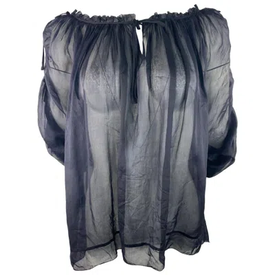 Pre-owned Marc Jacobs Navy Blouse Top, Size Medium In Blue