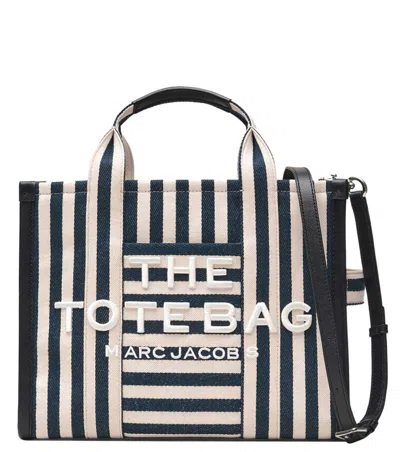 Marc Jacobs Navy Blue/white The Stripe Medium Tote In Multi