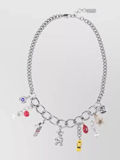 Marc Jacobs Necklace Adjustable Length Mixed Charm Shapes In Silver