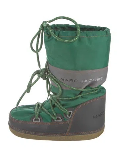 Pre-owned Marc Jacobs Nylon Colorblock Pattern Lace-up Boots In Green