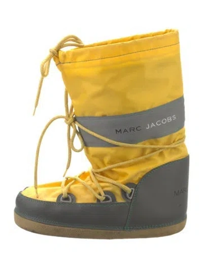 Pre-owned Marc Jacobs Nylon Colorblock Pattern Lace-up Boots In Yellow