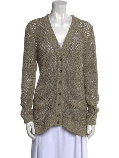 Pre-owned Marc Jacobs Nylon V-neck Sweater In Gold