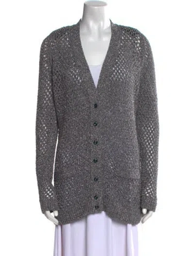 Pre-owned Marc Jacobs Nylon V-neck Sweater In Silver