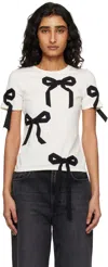 Marc Jacobs Off-white Bow Shrunken T-shirt In White