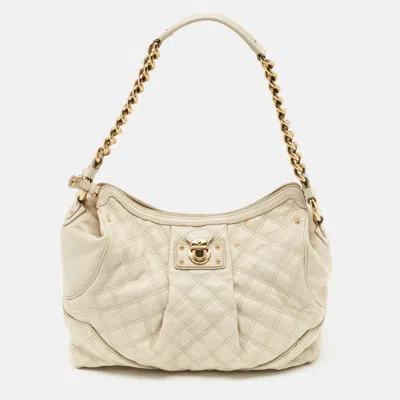 Pre-owned Marc Jacobs Off White Quilted Leather Alyona Bag