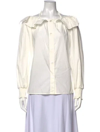 Pre-owned Marc Jacobs Off-the-shoulder Long Sleeve Blouse W/ Tags In White