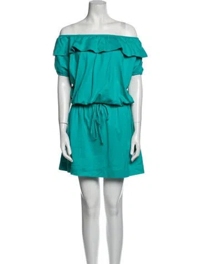 Pre-owned Marc Jacobs Off-the-shoulder Mini Dress In Blue