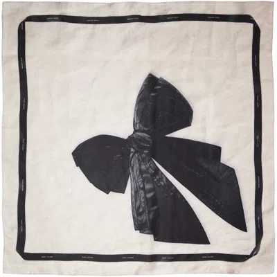 Marc Jacobs Off-white & Black Bow Silk Scarf In 112 Ivory Multi