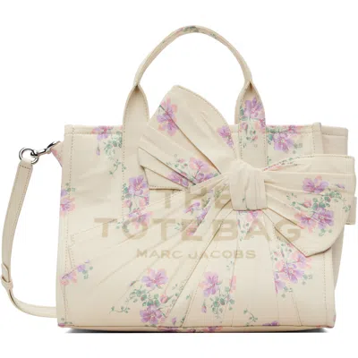 Marc Jacobs Off-white Antique Floral Canvas Oversized Bow Medium Tote In 107 Cream Multi