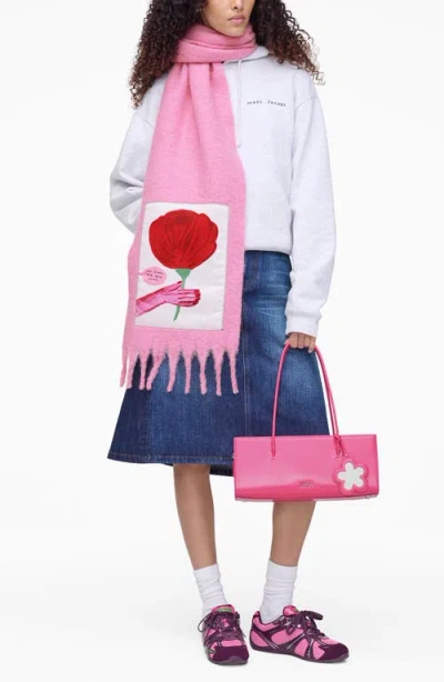 Marc Jacobs Oh Rose Appliqué Scarf In Pink