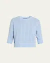 Marc Jacobs Open Back Bow Cable Sweater In Blue