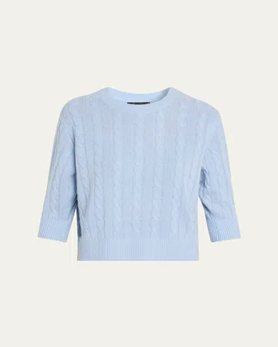 Marc Jacobs Open Back Bow Cable Sweater In Blue