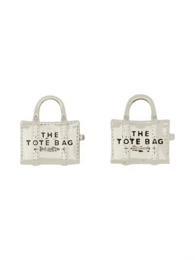 Marc Jacobs Orecchini A Perno "the Tote Bag Stud" In Silver