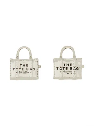 Marc Jacobs Orecchini A Perno "the Tote Bag Stud" In Silver