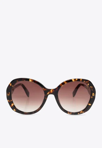 Marc Jacobs Oval-frame Acetate Sunglasses In Brown