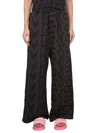 Marc Jacobs Elastic Waistband Graphic Pattern Wide Leg Pants In Brown