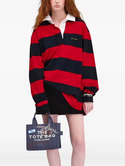 Marc Jacobs Oversized Collar Rugby Top In Red