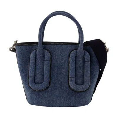 Marc Jacobs Padded Oval Appliqué Cotton Tote Bag In Blue