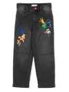 Marc Jacobs Embroidered Cotton Denim Jeans In Grey