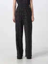 Marc Jacobs Elastic Waistband Graphic Pattern Wide Leg Pants In Black