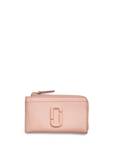 Marc Jacobs Pastel Pink Leather Card Holder In Rose/gold