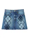 Marc Jacobs Argyle Patchwork Mini Skirt Bright Indigo In Blue