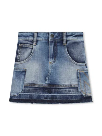 Marc Jacobs Kids' Patchwork Denim Skirt In Blue