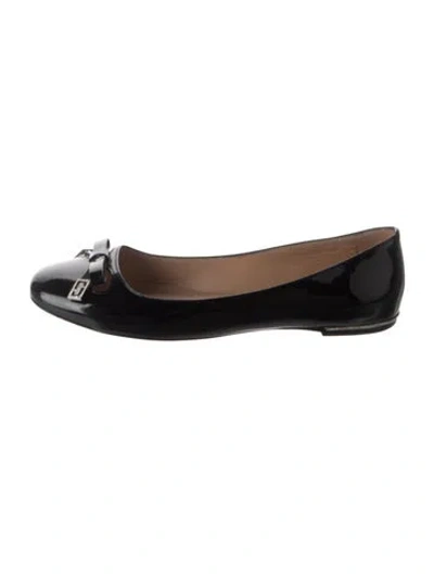 Pre-owned Marc Jacobs Patent Leather Bow Accents Ballet Flats In Black