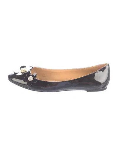 Pre-owned Marc Jacobs Patent Leather Bow Accents Ballet Flats In Blue