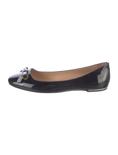 Pre-owned Marc Jacobs Patent Leather Bow Accents Ballet Flats In Blue