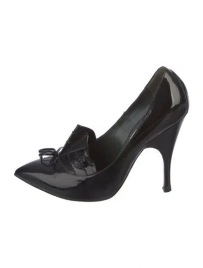 Pre-owned Marc Jacobs Patent Leather Bow Accents Pumps In Black