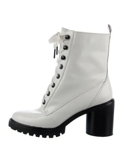 Pre-owned Marc Jacobs Patent Leather Combat Boots In White