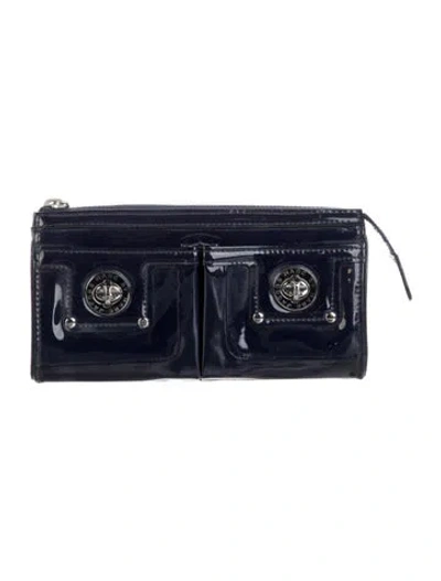 Pre-owned Marc Jacobs Patent Leather Continental Wallet In Blue