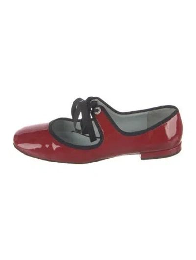Pre-owned Marc Jacobs Patent Leather Crystal Embellishments Mary Jane Flats In Red