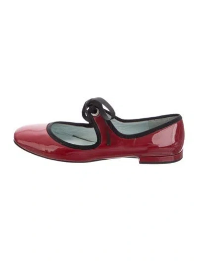 Pre-owned Marc Jacobs Patent Leather Crystal Embellishments Mary Jane Flats In Red