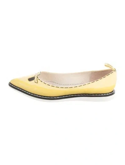 Pre-owned Marc Jacobs Patent Leather Graphic Print Ballet Flats In Yellow