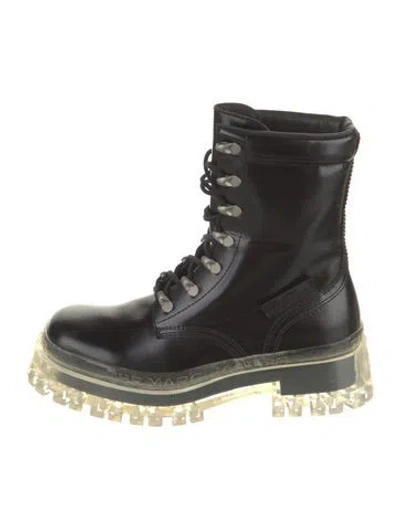 Pre-owned Marc Jacobs Patent Leather Lace-up Boots In Black